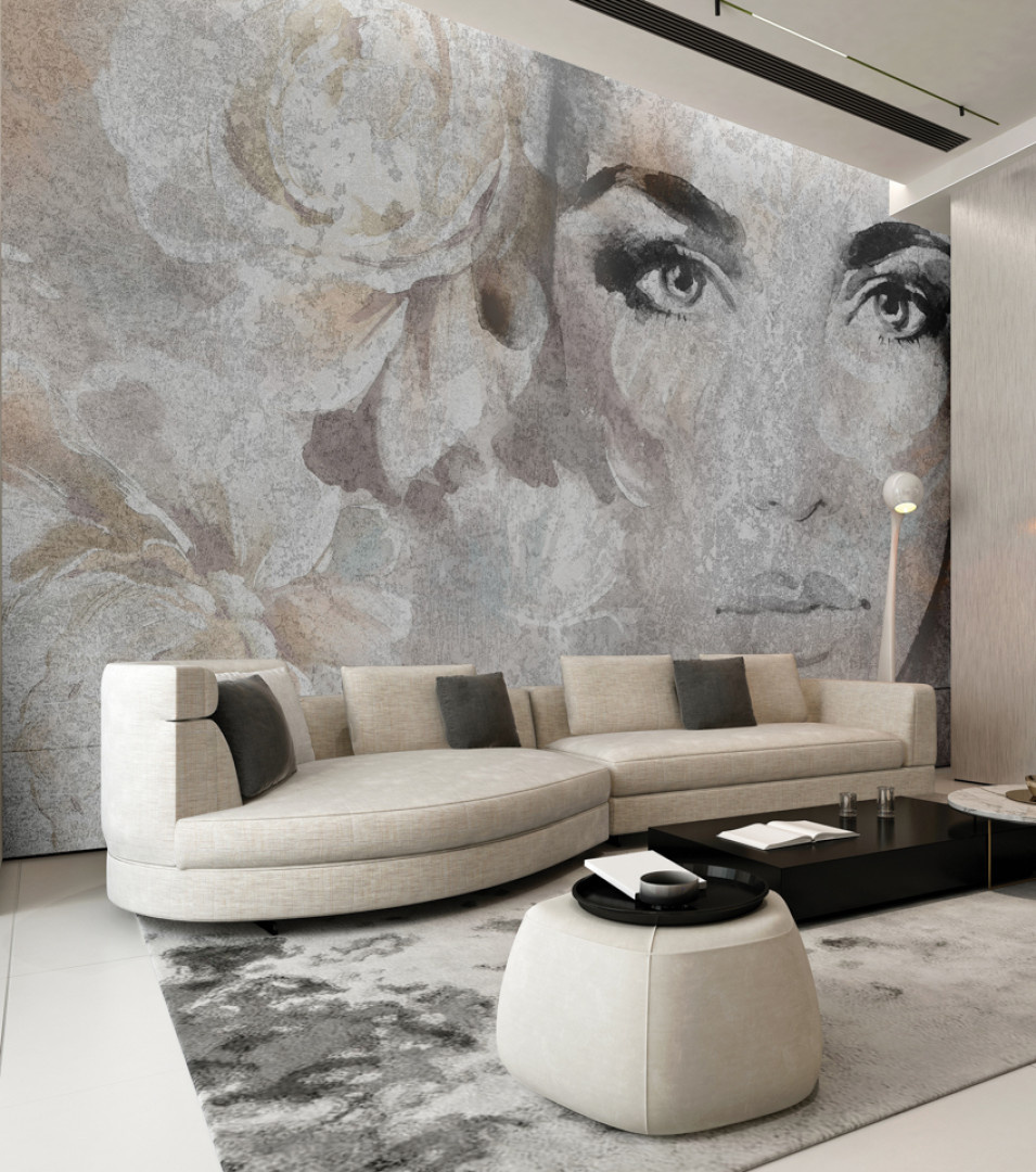 Tapeta na wymiar RAUV Twarz kobiety do salonu na podkładzie premium