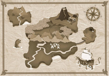 9700072 - panel Treasure Map Papyrus Mies Coordonne