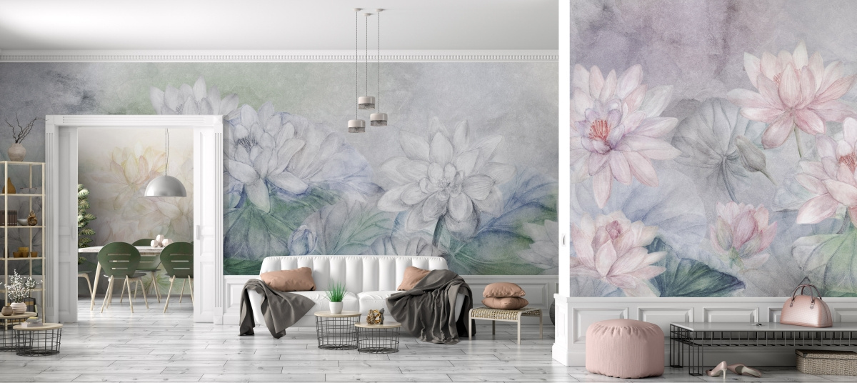 panoramiczna fototapeta Winter WallArt – elegancka dekoracja ściany w przestronnym salonie