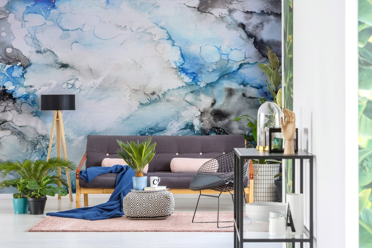 tapeta na wymiar WallArt do salonu – motyw abstrakcyjny Lago w odcieniach niebieskiego