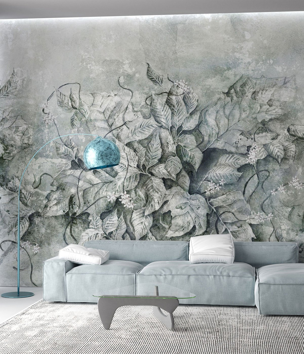 Fototapeta MUSCARI 380 31 2101 WallCraft w salonie na ścianie za sofą