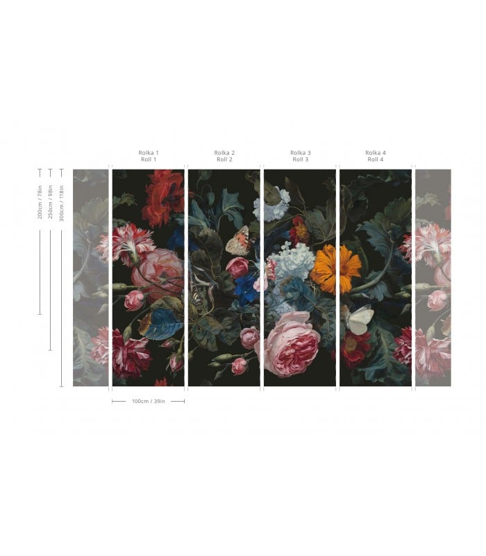 Schemat ułożenia pasów tapety Dragonfly Garden Wallcolors