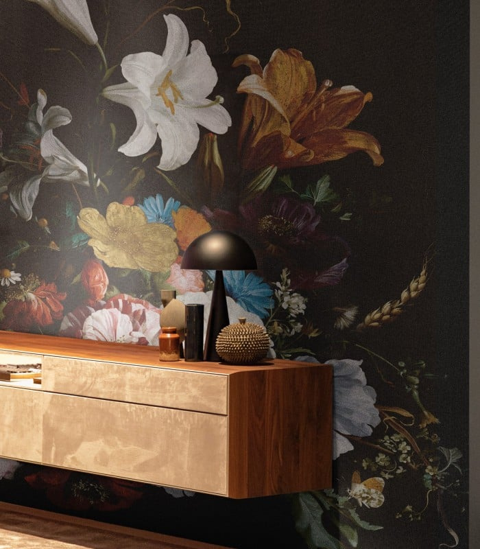 Ekologiczna tapeta Floral Color na materiale Prowall – zbliżenie struktury i kwiatów