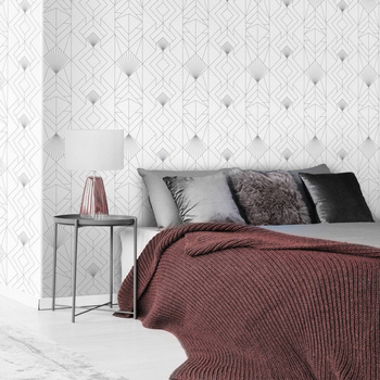 Fan biały+szara fuga - tapeta Wallart