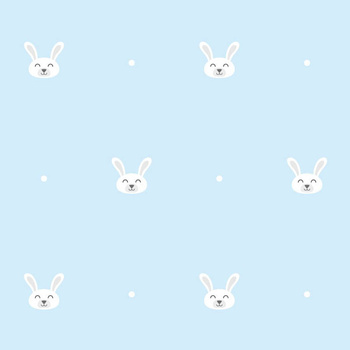 Królicza Impreza - Seria Króliczki - błękitny - tapeta Wallart