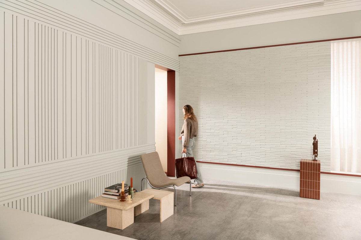 Nowoczesne wnętrze z panelami ściennymi 3D W119 BAR MIX