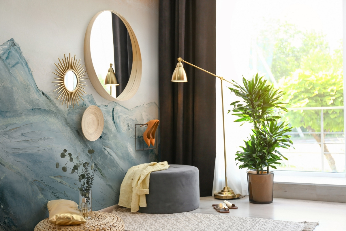 tapeta na wymiar WallArt do salonu – malarski górski pejzaż w odcieniach niebieskiego i bieli