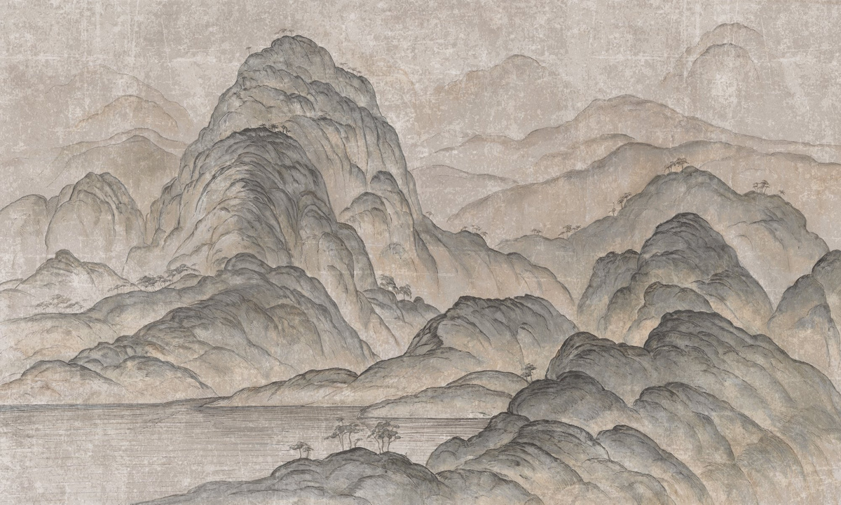 mural RAUV Tapeta góry beżowa na wymiar w odcieniach beżu do sypialni lub salonu