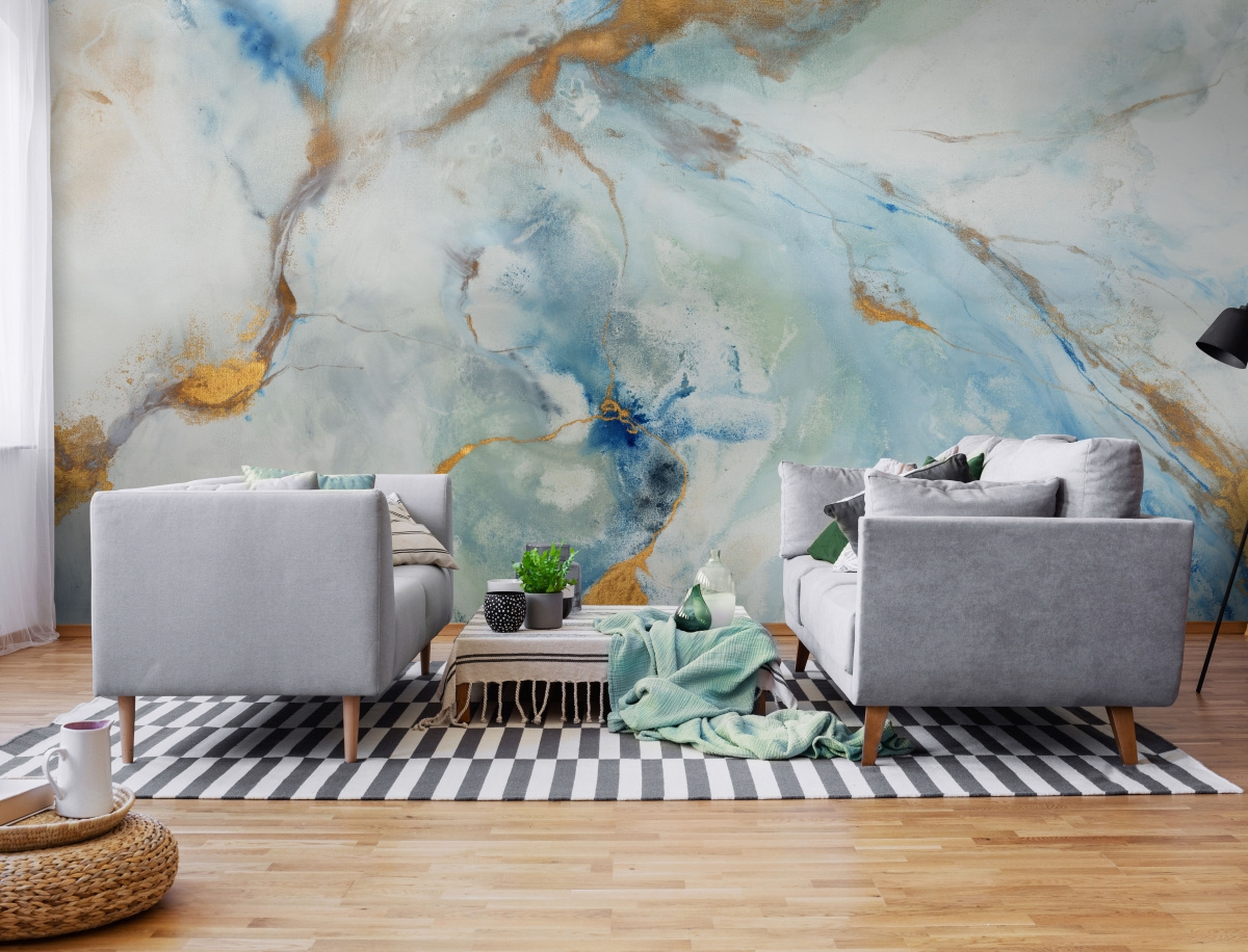 panoramiczna fototapeta Dreamstone w nowoczesnym salonie