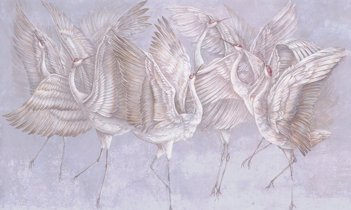 tapeta na wymiar RAUV Tapeta w żurawie jasny fiolet do salonu na podkładzie premium