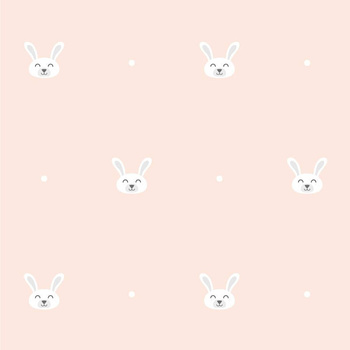 Królicza Impreza - Seria Króliczki - morelowy - tapeta Wallart