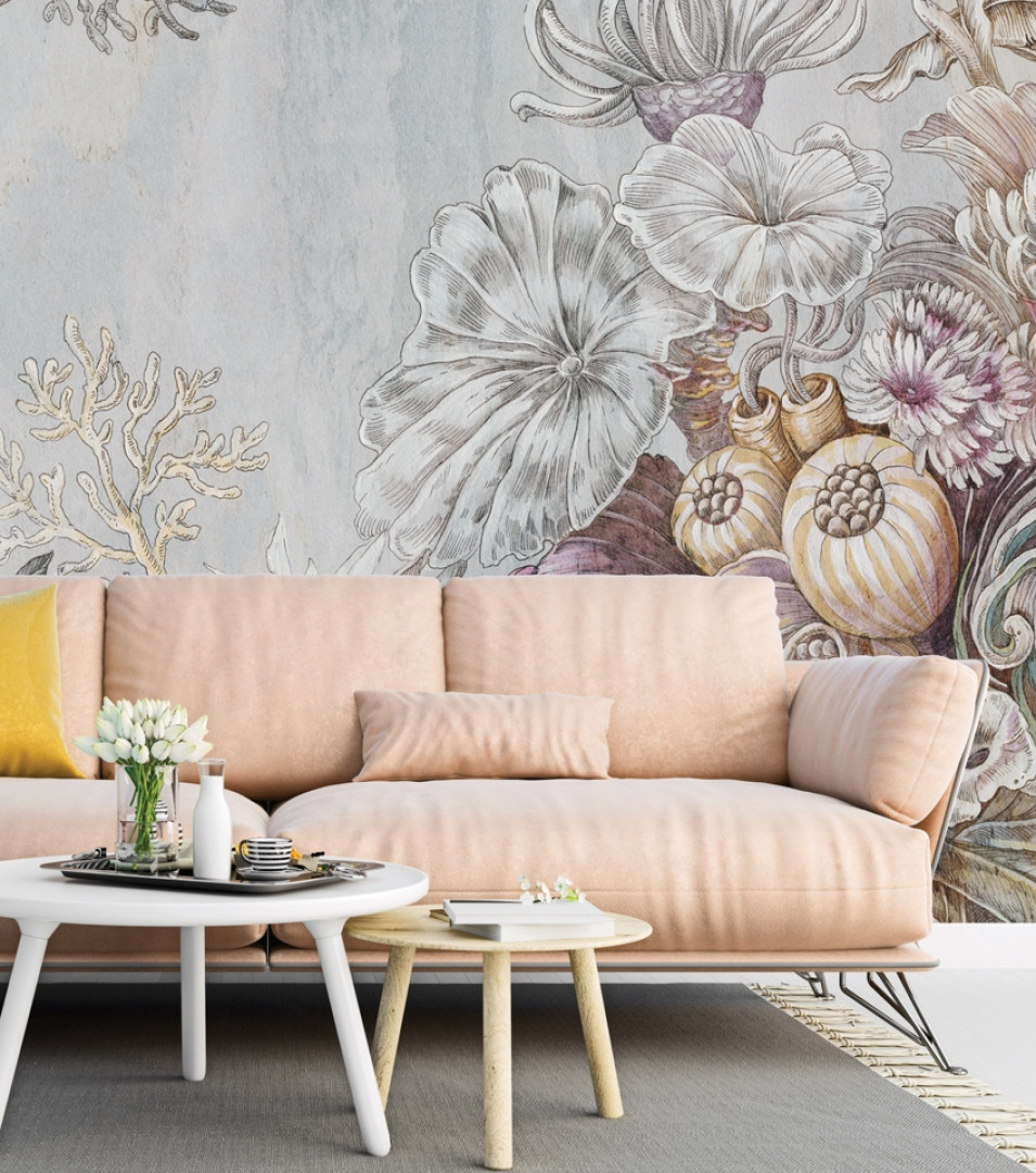 Tapeta na wymiar RAUV Tapeta w koralowce do salonu na podkładzie premium