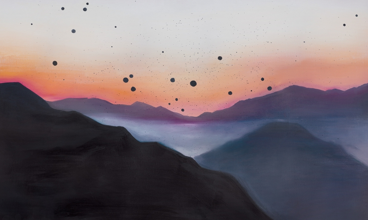 tapeta artystyczna panoramiczna do sypialni – Ventura, abstrakcyjny pejzaż