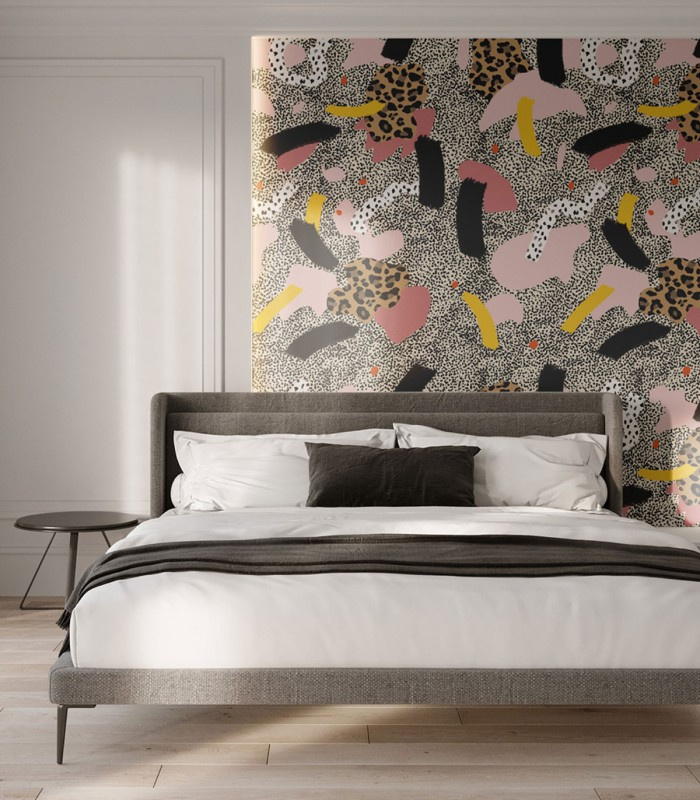 Tapeta Modern Brush Wallcolors na ścianie w nowoczesnej sypialni