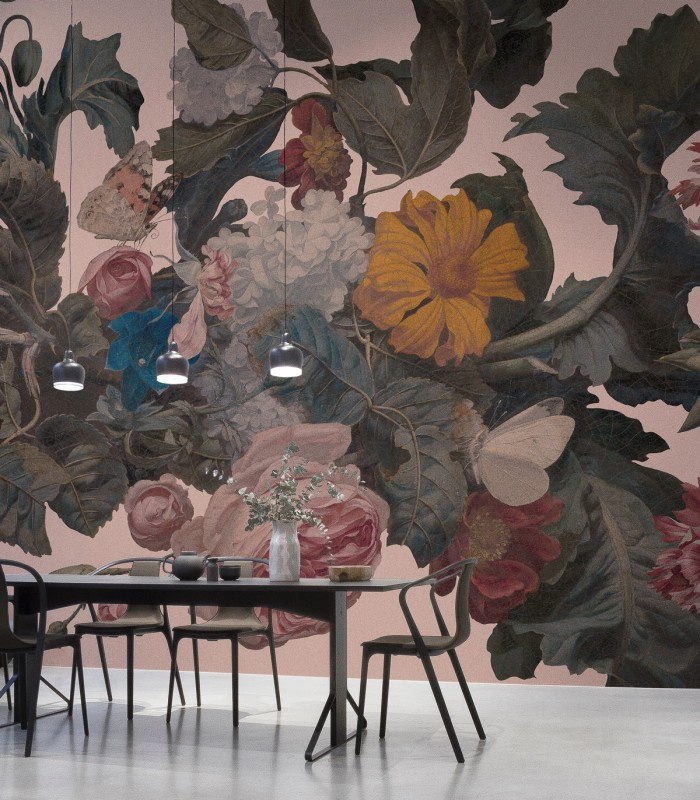 Tapeta Dragonfly Garden Pink Wallcolors w jadalni