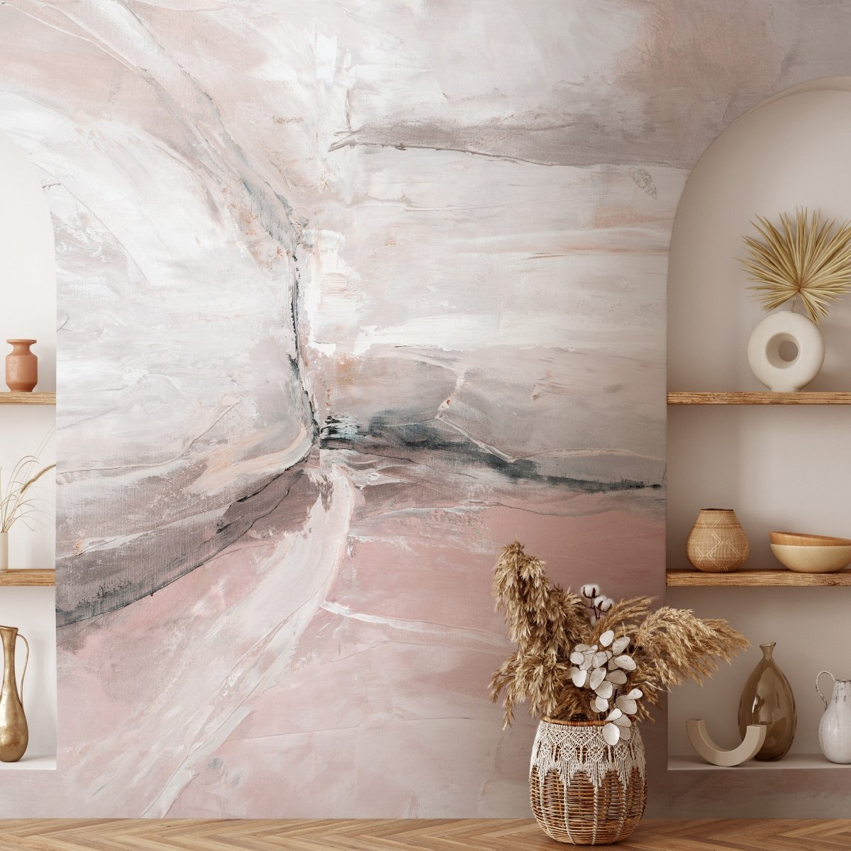 Tapeta na wymiar WallArt do salonu – motyw abstrakcyjny Quartz w beżu i bieli