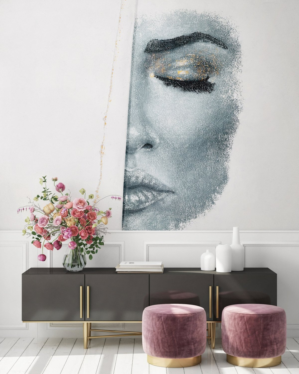 tapeta na wymiar WallArt do salonu – motyw artystyczny portretu Illusion