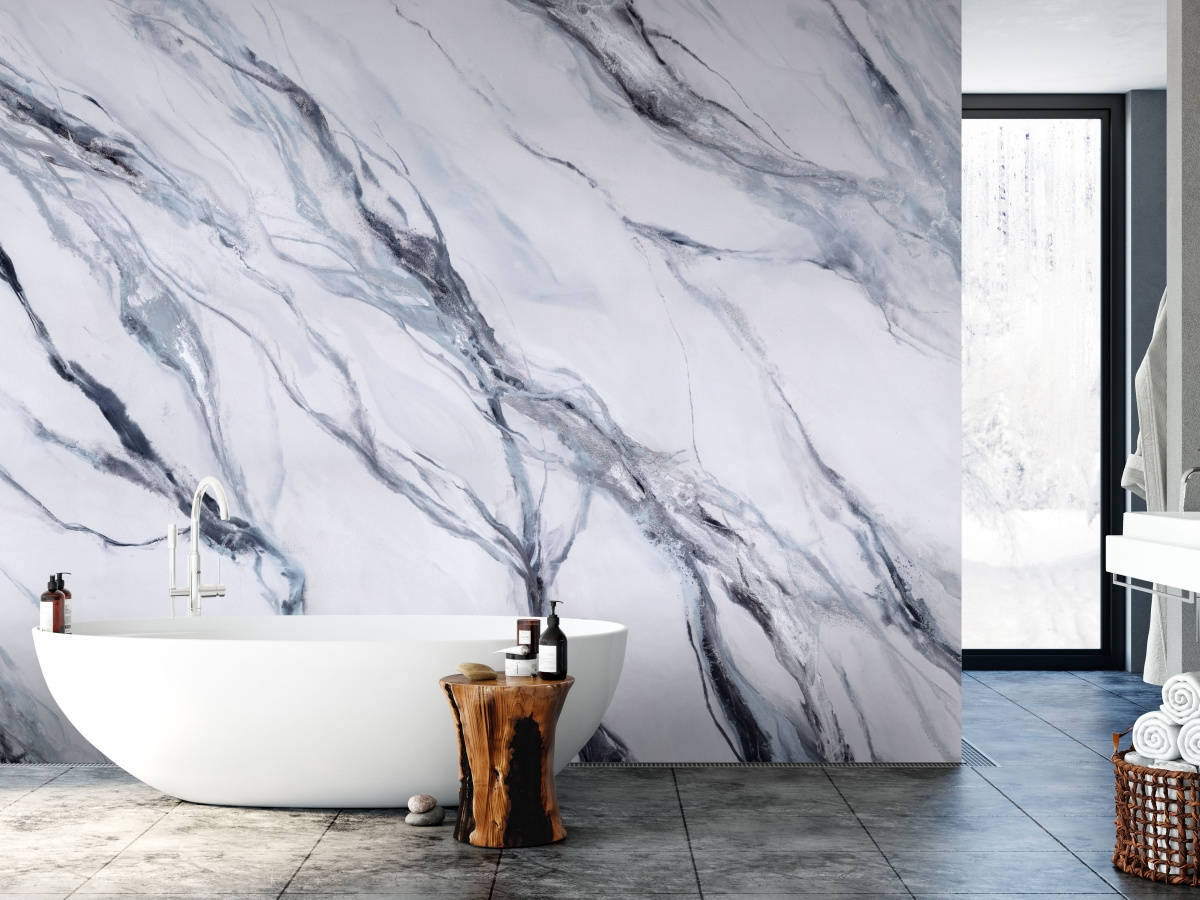 tapeta winylowa na flizelinie do łazienki – wzór Silvering