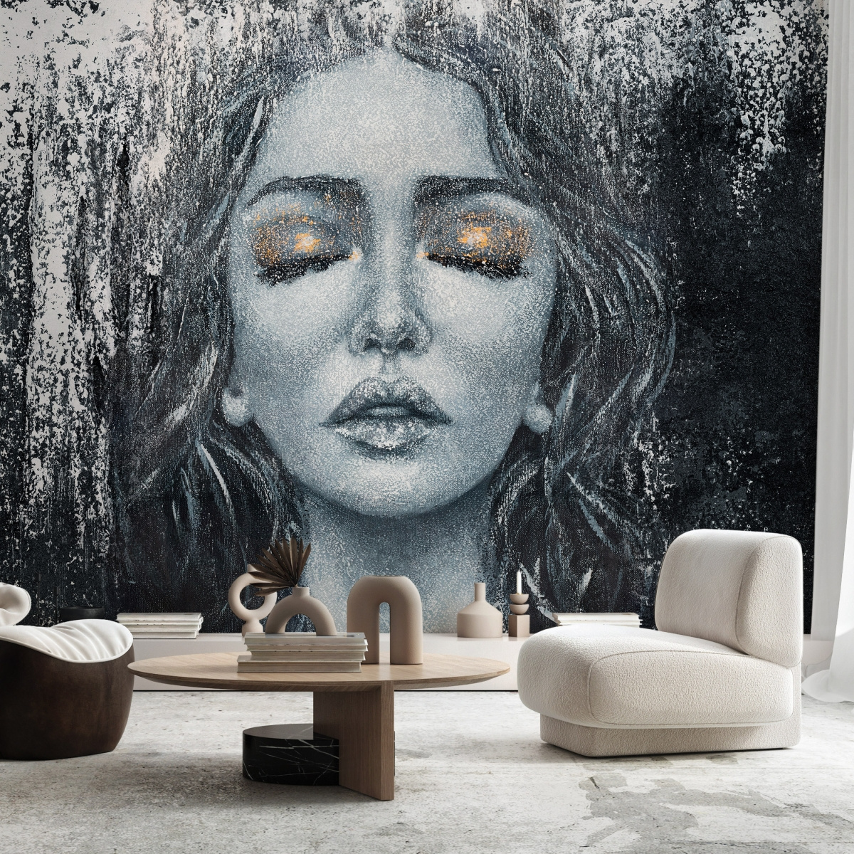 fototapeta portretowa Vision w nowoczesnym salonie – tapeta artystyczna WallArt