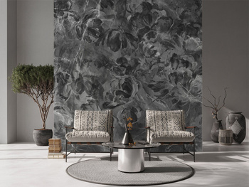 Tapeta w kwiaty na szarym tle