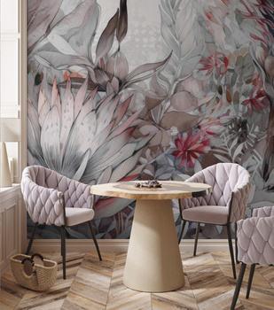 Tapeta w podwodne kwiaty różowo-biała