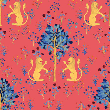 8000013 - panel Medieval Tapestry Deep Coral 40th Aniversary Coordonne