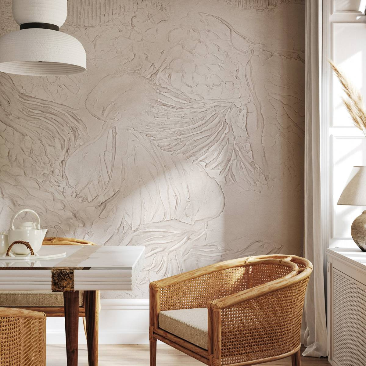 tapeta na wymiar WallArt do salonu – strukturalny motyw Garda w aranżacji jadalni