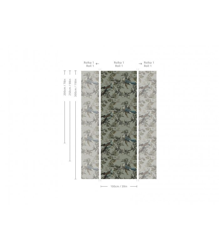 Schemat podziału tapety Birds in Garden na pasy