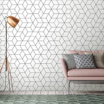 Shapes Fusion White&Black - tapeta Wallart