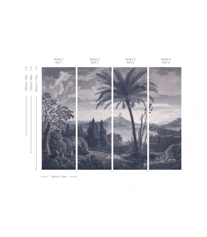 Schemat podziału na bryty tapety Tropical Volcano Vista blue