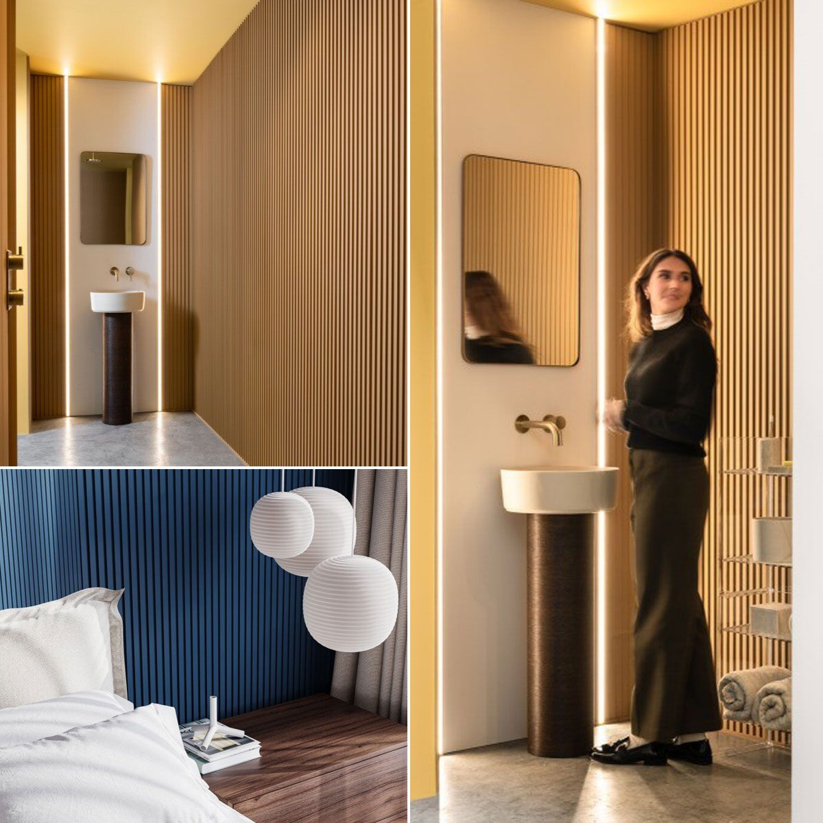 Wnętrza komercyjne i mieszkalne z zastosowaniem panelu WX204 RIPPLE