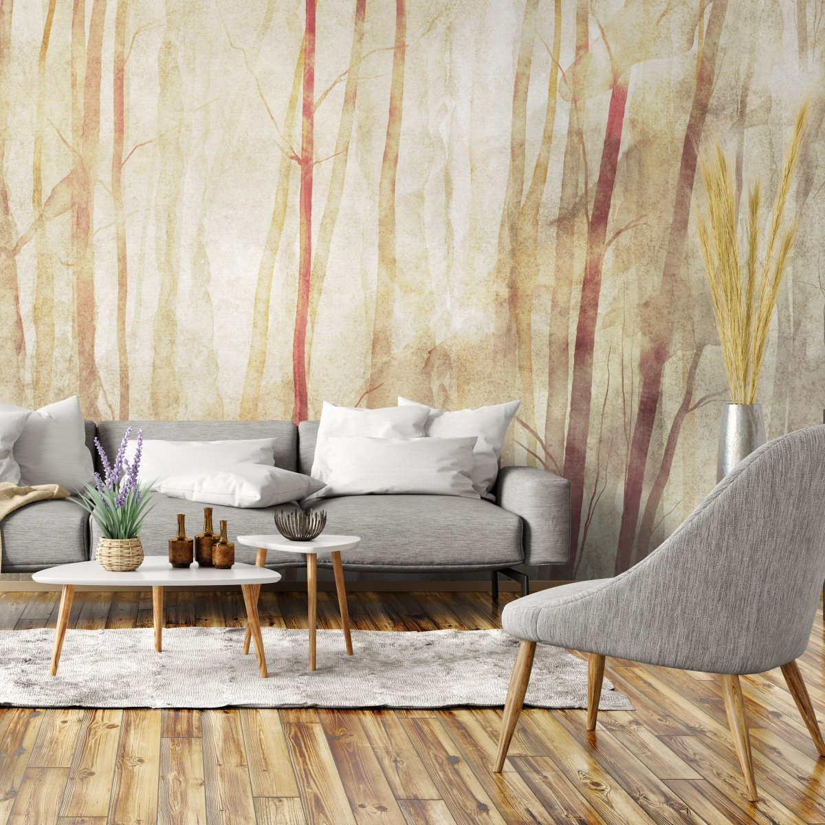 tapeta na wymiar WallArt do salonu – Mori, abstrakcyjny motyw lasu