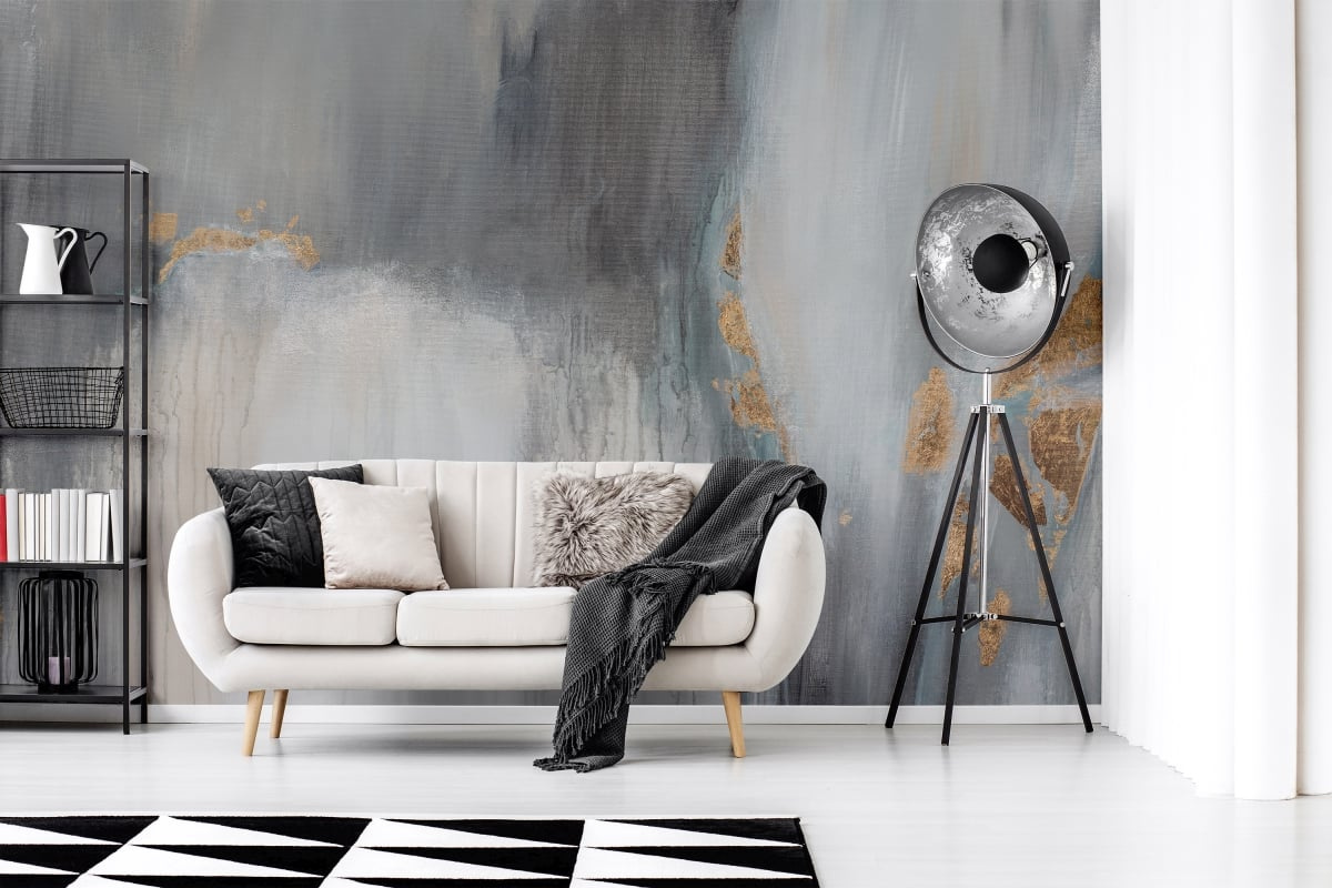 tapeta na wymiar WallArt do salonu – abstrakcyjna fototapeta Jowisz w szarościach i zlocie