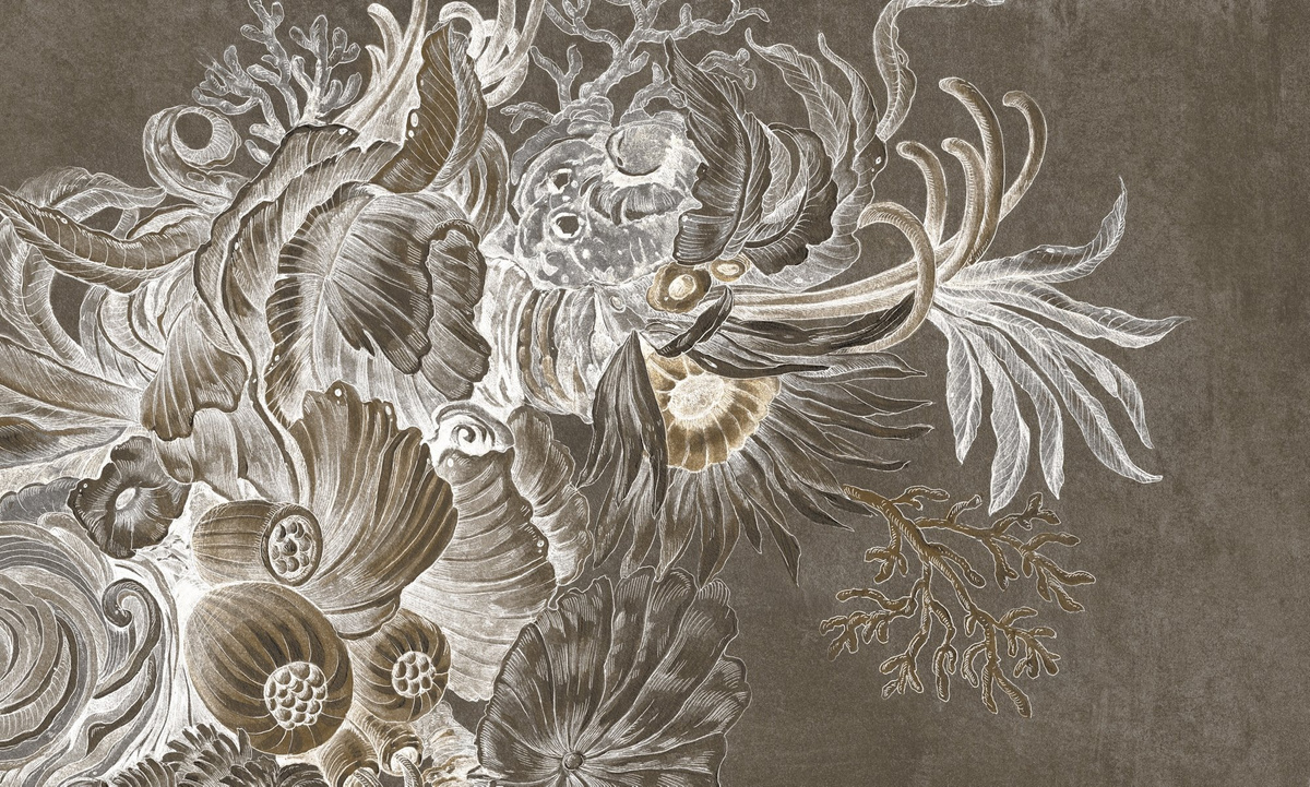 Tapeta na wymiar RAUV rafa koralowa ocean beżowa do salonu na podkładzie strukturalnym