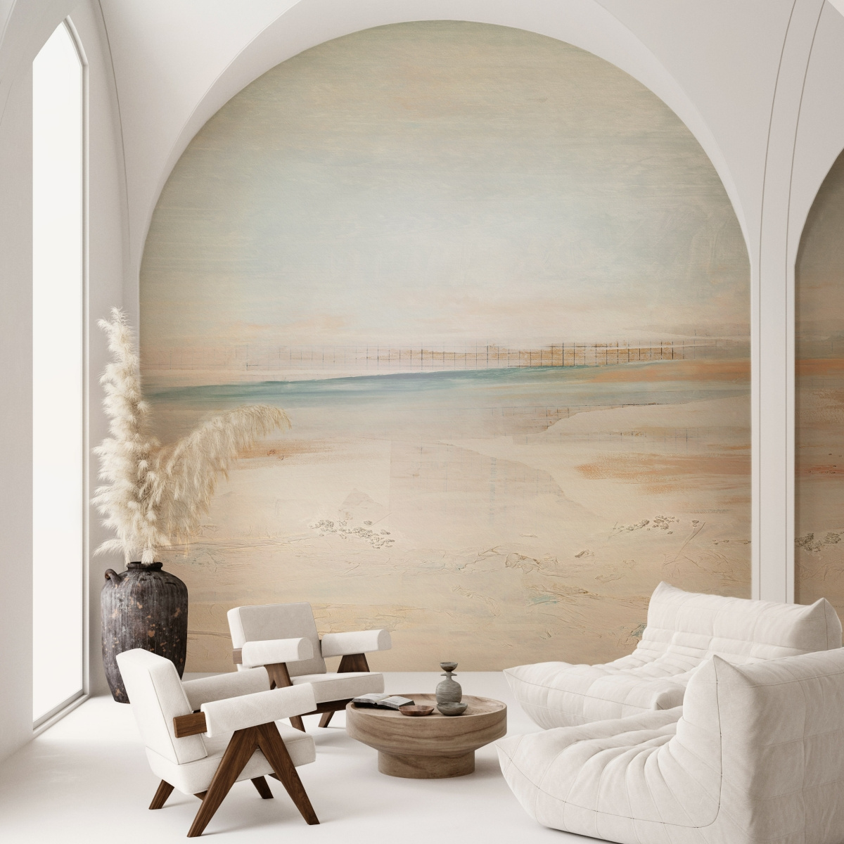 tapeta na wymiar WallArt do salonu – fototapeta artystyczna Daybreak w beżach i bieli