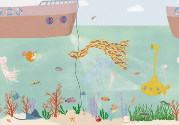 9700021 - panel Yellow Submarine Mediterranean Mies Coordonne