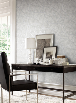 Tapeta srebne geometryczne figury na tla przecieranego betonu NW3503 Modern Metals York OUTLET