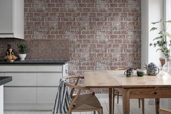 R15231 Decorated Bricks, Red - Fototapeta RebelWalls