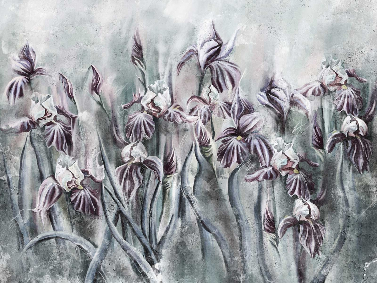 Mural ścienny IRIS 545 31 2201 WallCraft z akwarelowymi irysami