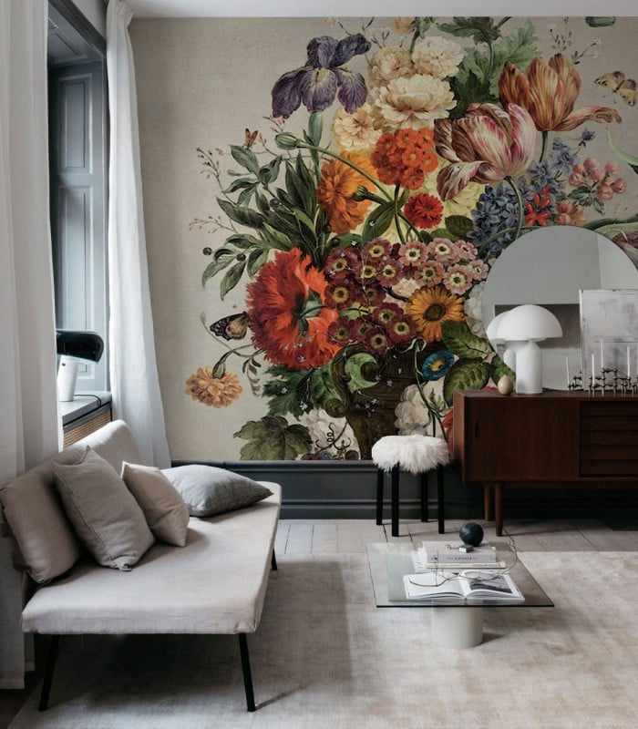 Tapeta Colorful Wallcolors kwiatowa w salonie