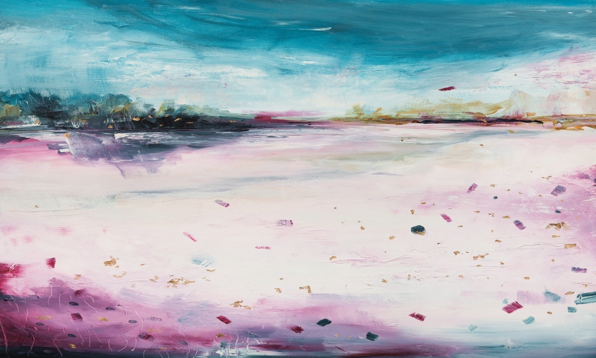 tapeta artystyczna panoramiczna do sypialni i salonu – fototapeta Santa WallArt z błękitnym niebem