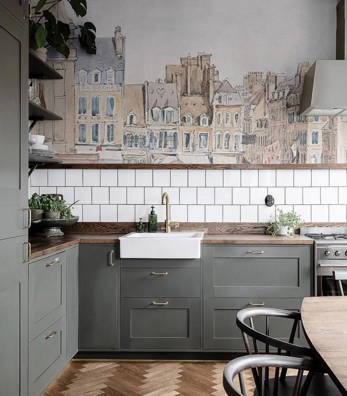 Tapeta Roofs Wallcolors nad blatem kuchennym