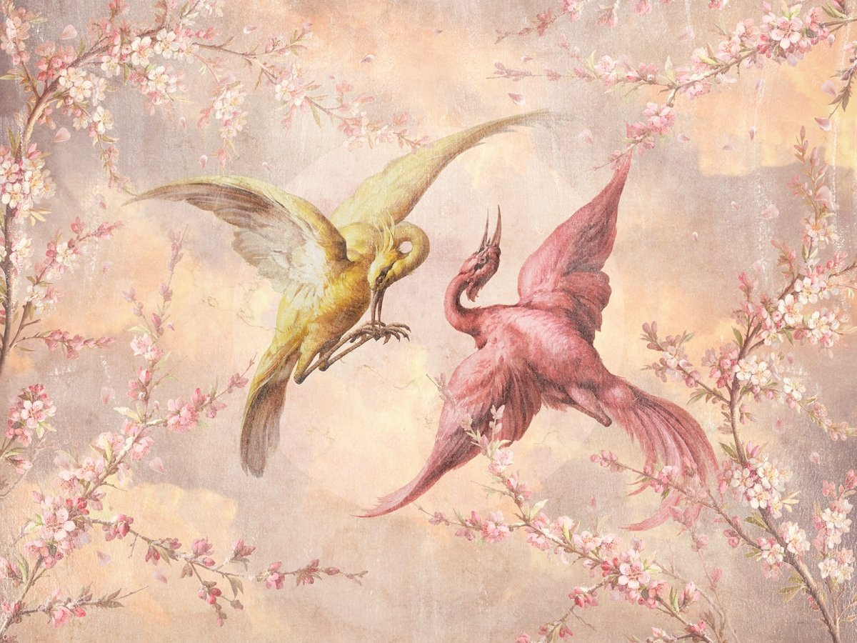 FOTOTAPETA ALLEVI 620 32 2202 WALLCRAFT – mural z ptakami wśród kwitnących gałęzi