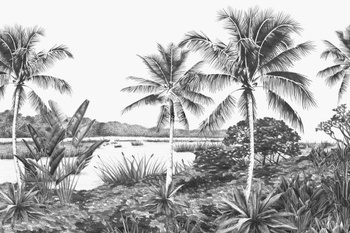 151-158901 - panel Tropical Landscape With Palm Trees Jungle Fever Esta Home