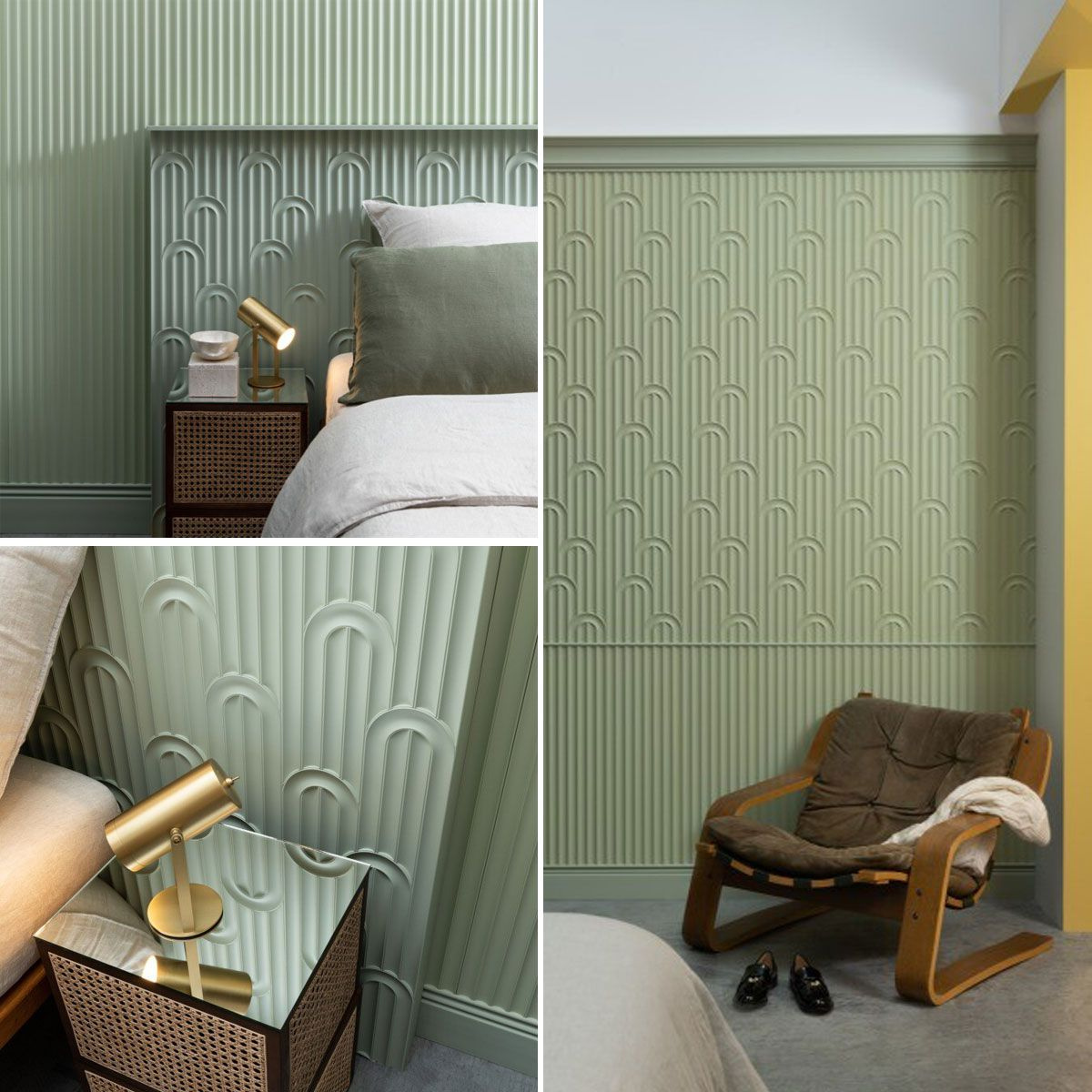 Detal panelu ściennego 3D W212 VALLEY LOOP z motywem łuków