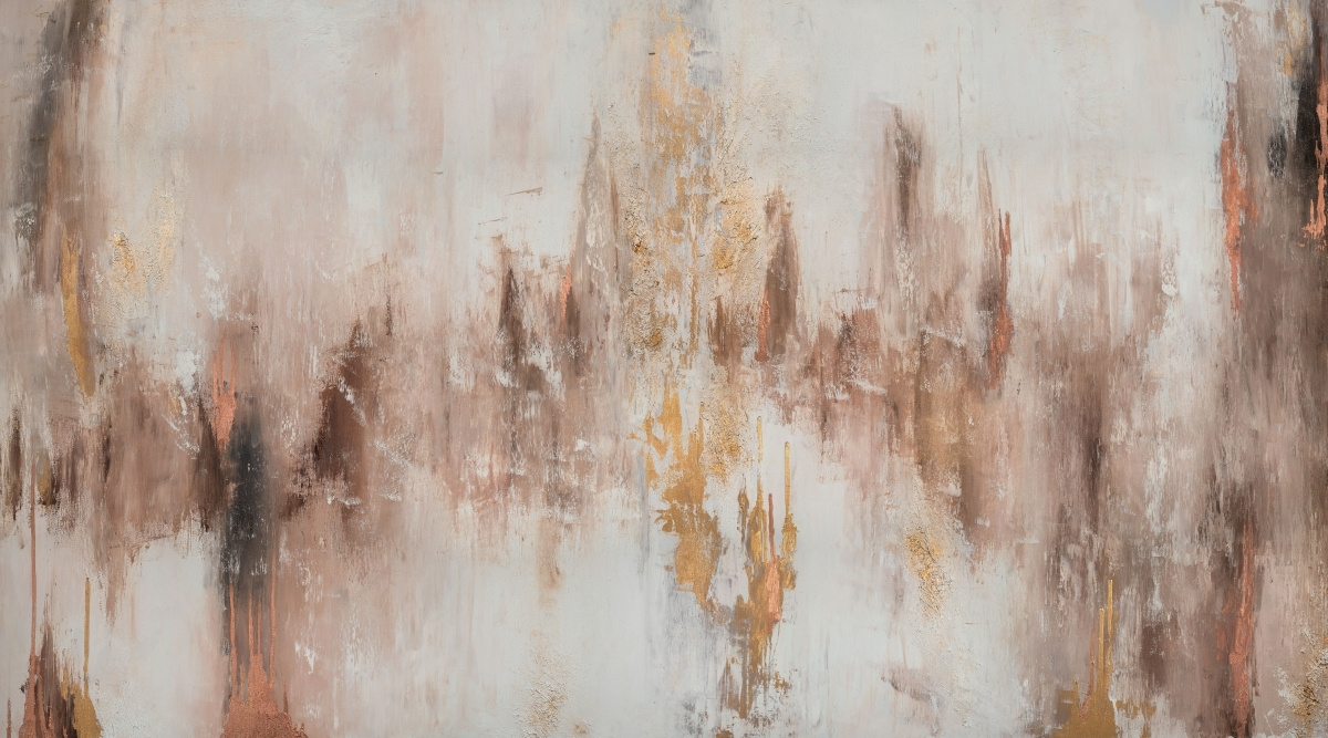 tapeta WallArt Seal Sand – zbliżenie abstrakcyjnego wzoru w beżu, bieli i złocie