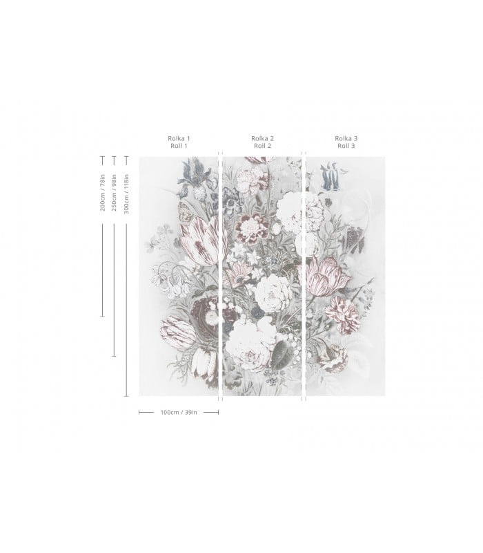 Tapeta Light Vintage Wallcolors - wizualizacja wzoru na ścianie