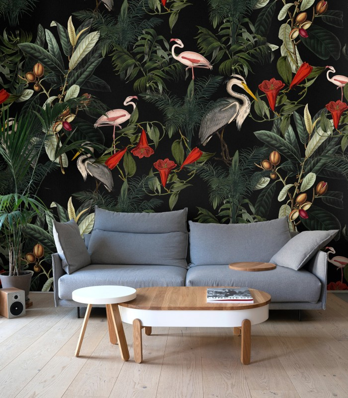 Tapeta Standing Heron marki Wallcolors na ścianie w salonie