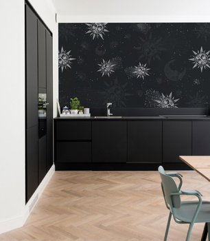 Tapeta Moon and sun navy blue