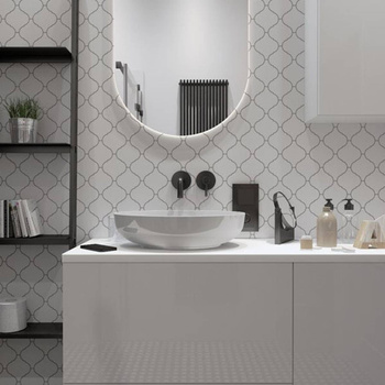 Arabesca czarna fuga i białe tło - tapeta Wallart